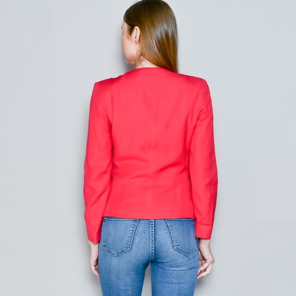 CHRISTIAN DIOR Vintage Bright Pink Collarless Blazer 4 - Picture 5 of 15